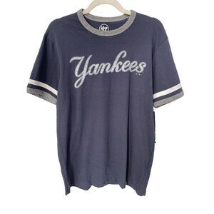 47 Brand New York Yankees Short Sleeve TShirt Mens Small Blue Cotton College NEW
